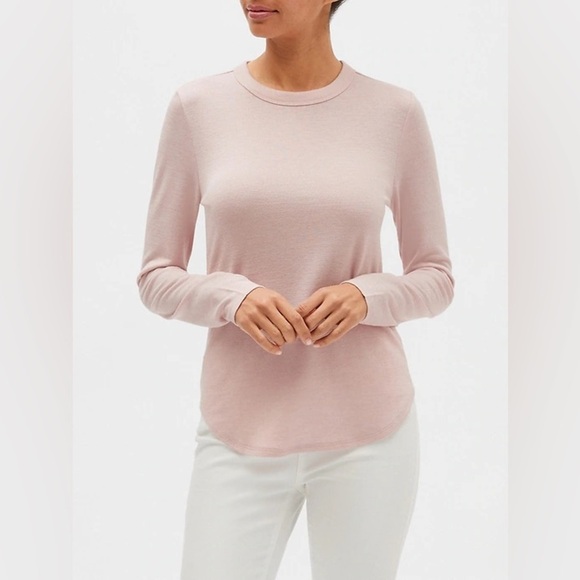 Women’s‎ BANANA REPUBLIC light pink LUXESPUN CURVED-HEM TOP size Large NEW - Picture 14 of 15